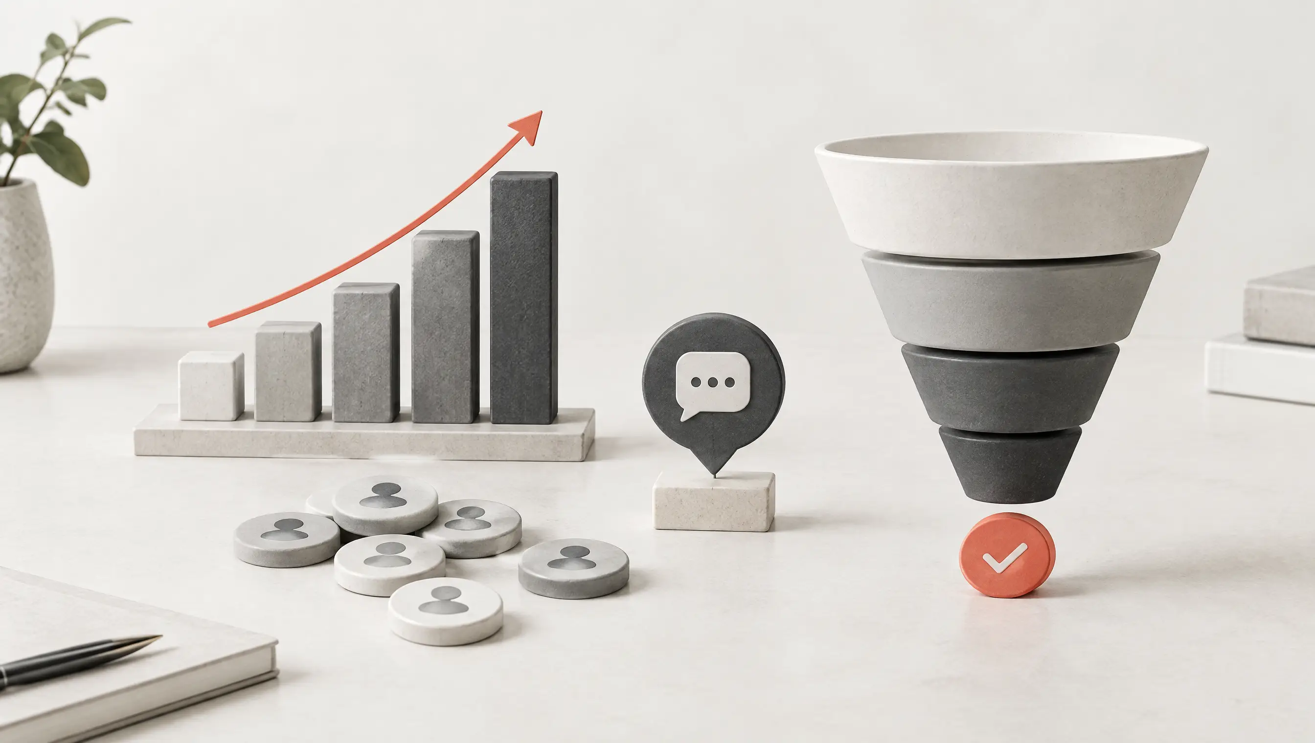 Chat activity and lead events represented in an analytics funnel.