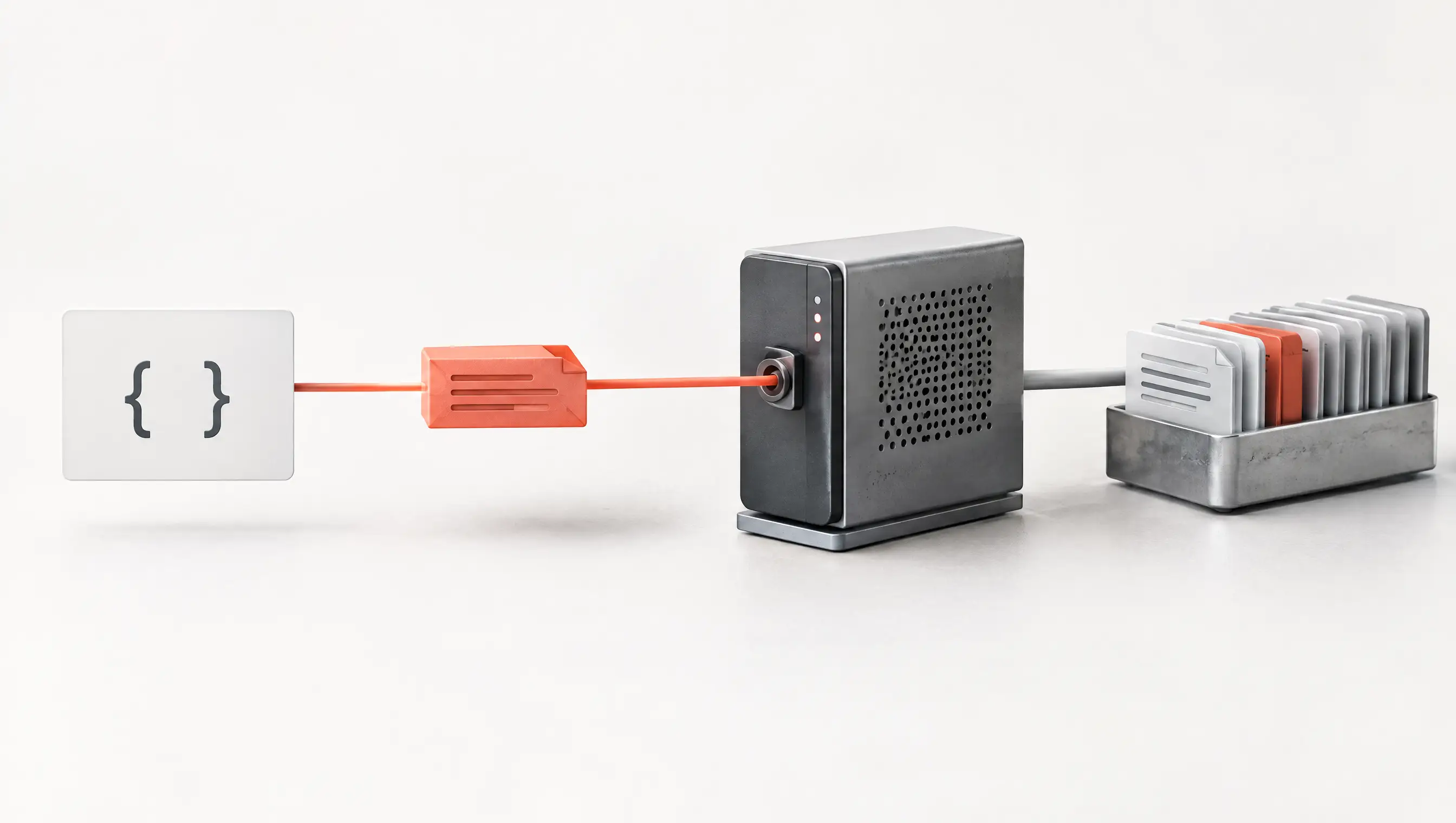 An event payload travelling to a server endpoint and queue.