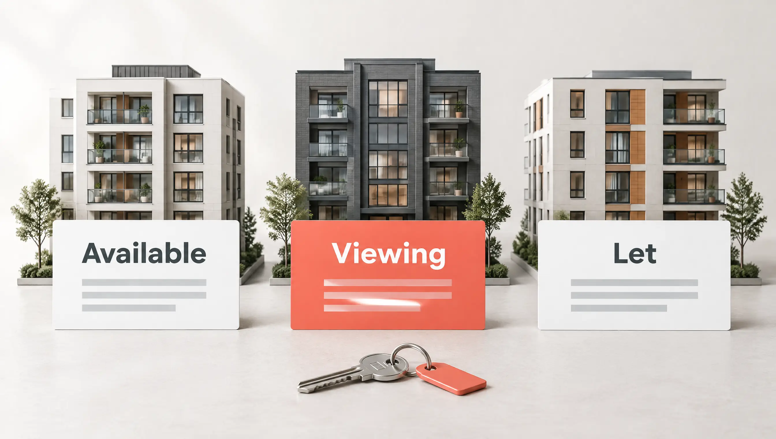 Apartment buildings, availability records and a viewing calendar.