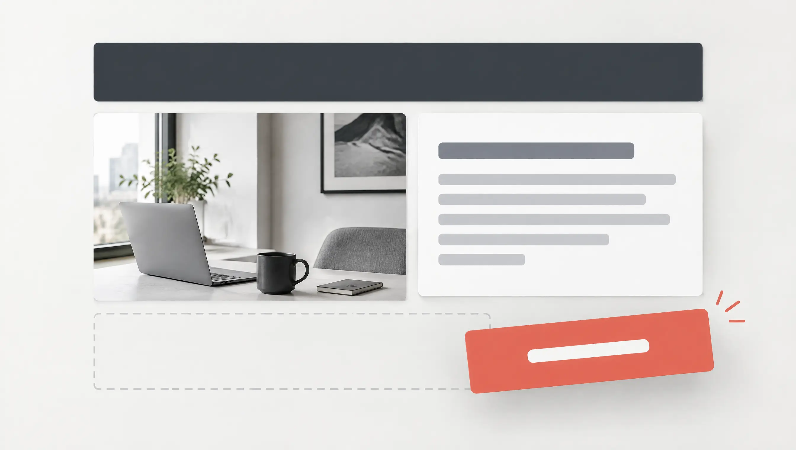 Modular website blocks arranged on a layout grid.