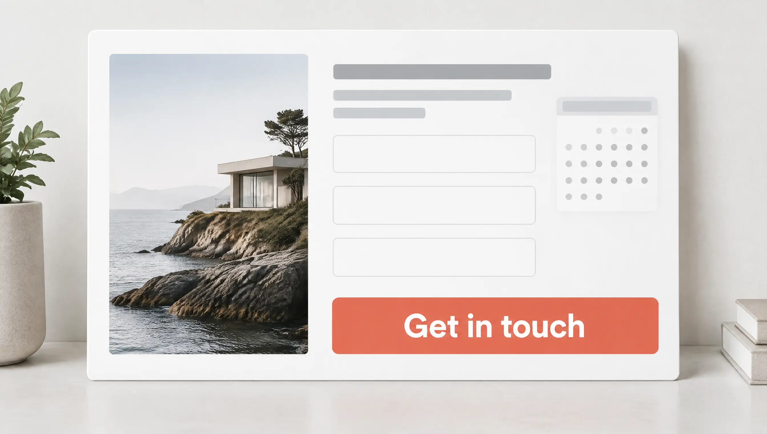 Marketing campaign content, contact form and meeting calendar.