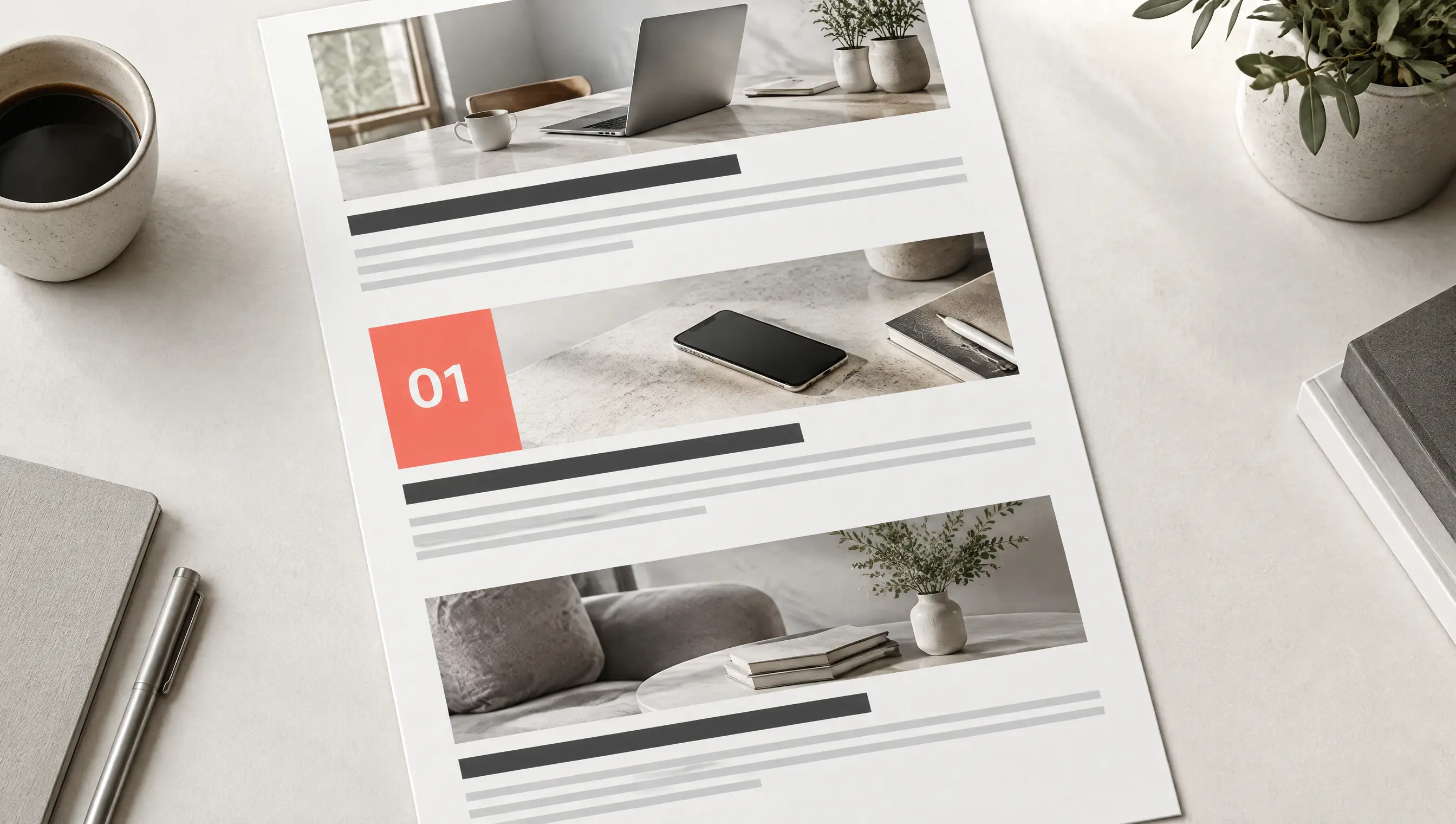 Photographic storytelling sections arranged into a website.